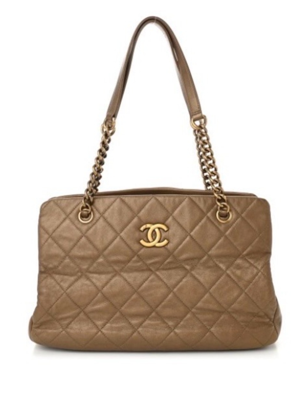 CHANEL Quilted Shoulder Bag in Bronze with Gold Hardware